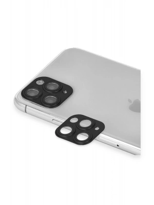 Newface iPhone 11 Pro Max Pers Alüminyum Kamera Lens - Siyah