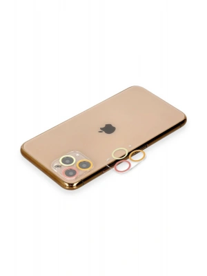 Newface iPhone 11 Pro Max Renkli Kamera Lens Koruma Cam - Turuncu-Kırmızı