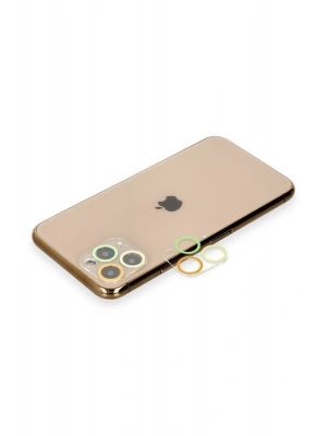 Newface iPhone 11 Pro Renkli Kamera Lens Koruma Cam - Pembe-Mavi