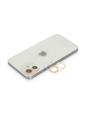 Newface iPhone 11 Renkli Kamera Lens Koruma Cam - Sarı-Turuncu