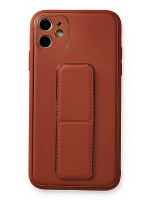 Newface iPhone 12 Kılıf Coco Deri Standlı Kapak - Fuşya