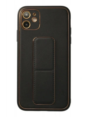 Newface iPhone 12 Kılıf Coco Deri Standlı Kapak - Siyah