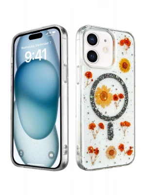 Newface iPhone 12 Kılıf Daisy Simli Magsafe Kapak - Siyah