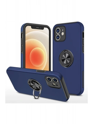Newface iPhone 12 Kılıf Elit Yüzüklü Kapak - Lacivert