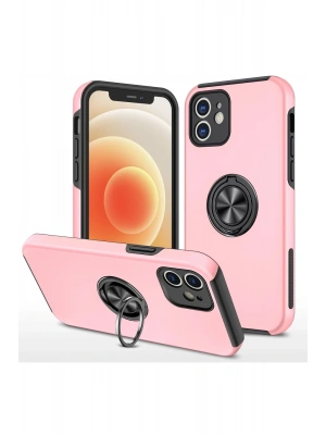 Newface iPhone 12 Kılıf Elit Yüzüklü Kapak - Pembe
