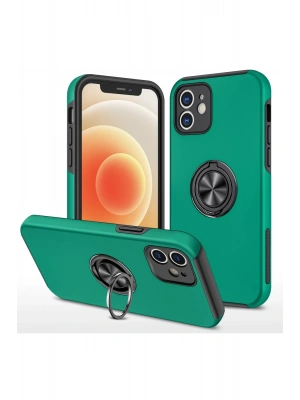 Newface iPhone 12 Kılıf Elit Yüzüklü Kapak - Yeşil