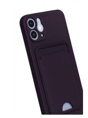Newface iPhone 12 Kılıf Kelvin Kartvizitli Silikon - Derin Mor