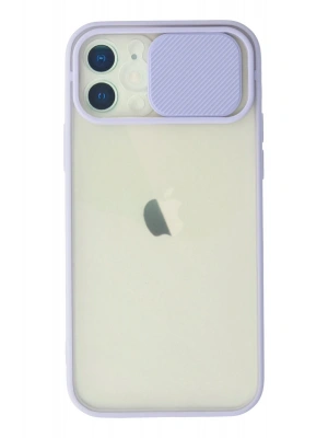 Newface iPhone 12 Kılıf Palm Buzlu Kamera Sürgülü Silikon - Lila