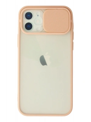 Newface iPhone 12 Kılıf Palm Buzlu Kamera Sürgülü Silikon - Pembe