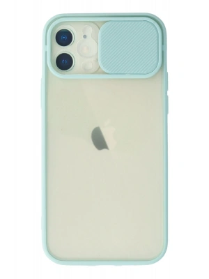 Newface iPhone 12 Kılıf Palm Buzlu Kamera Sürgülü Silikon - Turkuaz