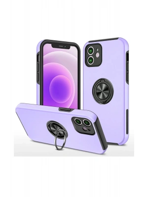Newface iPhone 12 Mini Kılıf Elit Yüzüklü Kapak - Mor