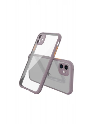 Newface iPhone 12 Mini Kılıf Miami Şeffaf Silikon - Açık Mor