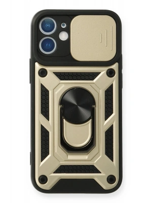 Newface iPhone 12 Mini Kılıf Pars Lens Yüzüklü Silikon - Gold