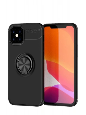 Newface iPhone 12 Mini Kılıf Range Yüzüklü Silikon - Siyah