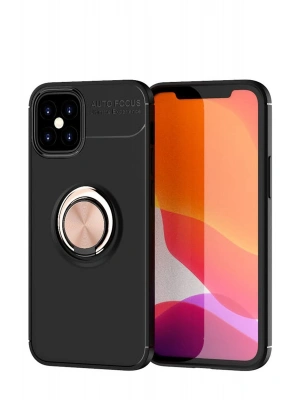 Newface iPhone 12 Mini Kılıf Range Yüzüklü Silikon - Siyah-Gold