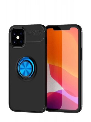 Newface iPhone 12 Mini Kılıf Range Yüzüklü Silikon - Siyah-Mavi