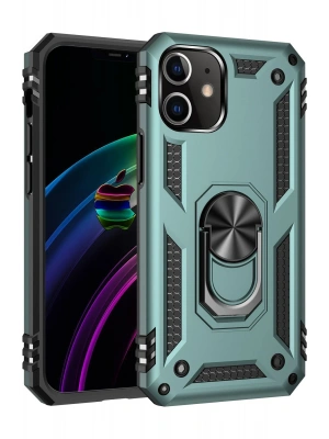 Newface iPhone 12 Mini Kılıf Sofya Yüzüklü Silikon Kapak - Yeşil