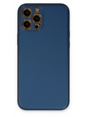 Newface iPhone 12 Pro Kılıf Coco Deri Silikon Kapak - Açık Mavi