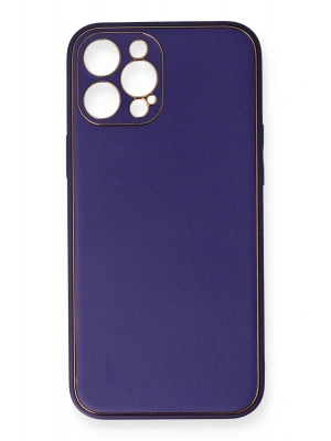 Newface iPhone 12 Pro Kılıf Coco Deri Silikon Kapak - Mor