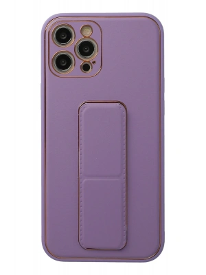 Newface iPhone 12 Pro Kılıf Coco Deri Standlı Kapak - Lila