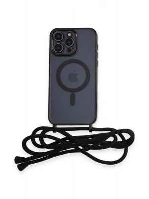 Newface iPhone 12 Pro Kılıf Divo Lazer Askılı Magsafe Kapak - Siyah