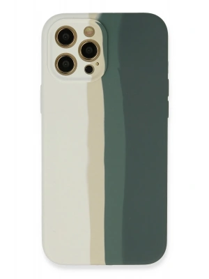 Newface iPhone 12 Pro Kılıf Ebruli Lansman Silikon - Beyaz-Gri