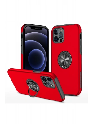 Newface iPhone 12 Pro Kılıf Elit Yüzüklü Kapak - Kırmızı
