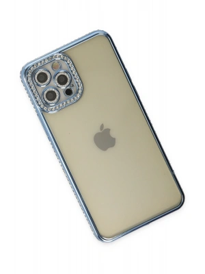 Newface iPhone 12 Pro Kılıf Joke Taşlı Silikon - Mavi