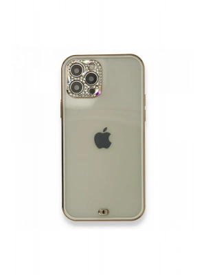 Newface iPhone 12 Pro Kılıf Liva Taşlı Silikon - Beyaz