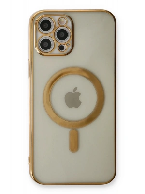 Newface iPhone 12 Pro Kılıf Magneticsafe Lazer Silikon - Gold