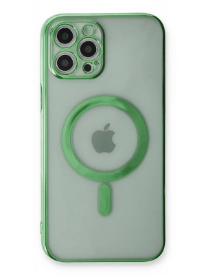Newface iPhone 12 Pro Kılıf Magneticsafe Lazer Silikon - Haki Yeşil