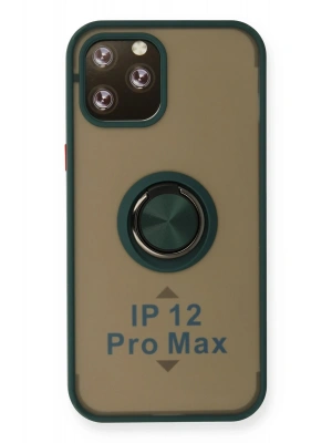 Newface iPhone 12 Pro Kılıf Montreal Yüzüklü Silikon Kapak - Yeşil