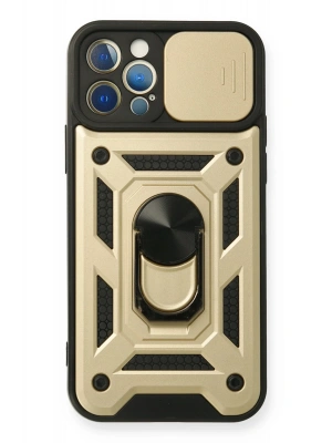 Newface iPhone 12 Pro Kılıf Pars Lens Yüzüklü Silikon - Gold