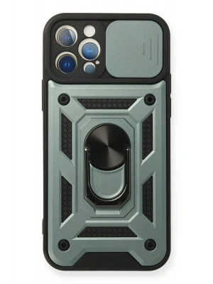 Newface iPhone 12 Pro Kılıf Pars Lens Yüzüklü Silikon - Yeşil