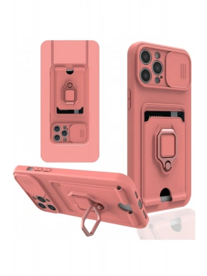 Newface iPhone 12 Pro Kılıf Zuma Kartvizitli Yüzüklü Silikon - Pembe