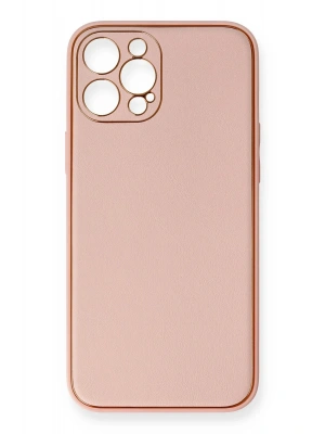 Newface iPhone 12 Pro Max Kılıf Coco Deri Silikon Kapak - Pembe