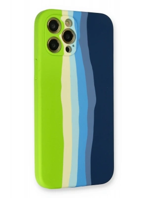 Newface iPhone 12 Pro Max Kılıf Ebruli Lansman Silikon - Yeşil-Koyu Yeşil