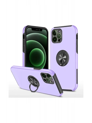 Newface iPhone 12 Pro Max Kılıf Elit Yüzüklü Kapak - Mor