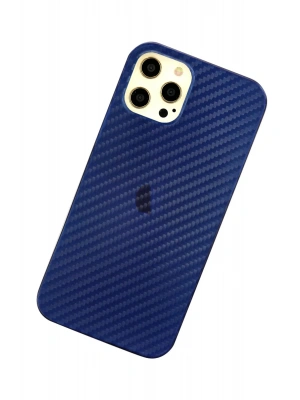 Newface iPhone 12 Pro Max Kılıf Karbon PP Silikon - Mavi