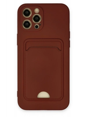 Newface iPhone 12 Pro Max Kılıf Kelvin Kartvizitli Silikon - Bordo