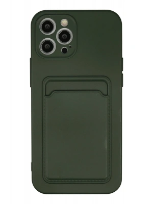 Newface iPhone 12 Pro Max Kılıf Kelvin Kartvizitli Silikon - Koyu Yeşil