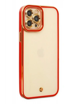 Newface iPhone 12 Pro Max Kılıf Liva Lens Silikon - Kırmızı