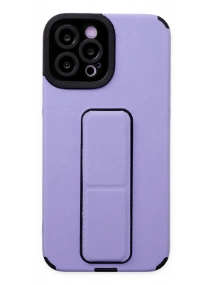 Newface iPhone 12 Pro Max Kılıf Mega Standlı Silikon - Lila