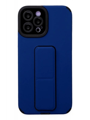 Newface iPhone 12 Pro Max Kılıf Mega Standlı Silikon - Mavi