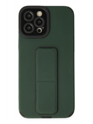 Newface iPhone 12 Pro Max Kılıf Mega Standlı Silikon - Yeşil