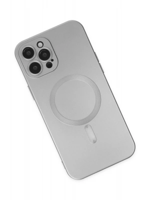 Newface iPhone 12 Pro Max Kılıf Moshi Lens Magneticsafe Silikon - Gümüş
