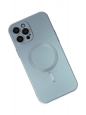 Newface iPhone 12 Pro Max Kılıf Moshi Lens Magneticsafe Silikon - Sierra Blue