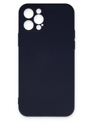 Newface iPhone 12 Pro Max Kılıf Nano içi Kadife Silikon - Lacivert