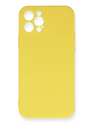 Newface iPhone 12 Pro Max Kılıf Nano içi Kadife Silikon - Sarı