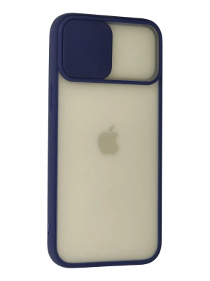 Newface iPhone 12 Pro Max Kılıf Palm Buzlu Kamera Sürgülü Silikon - Lacivert